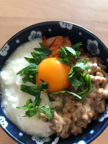 激ウマ！とろろ納豆キムチ丼♪