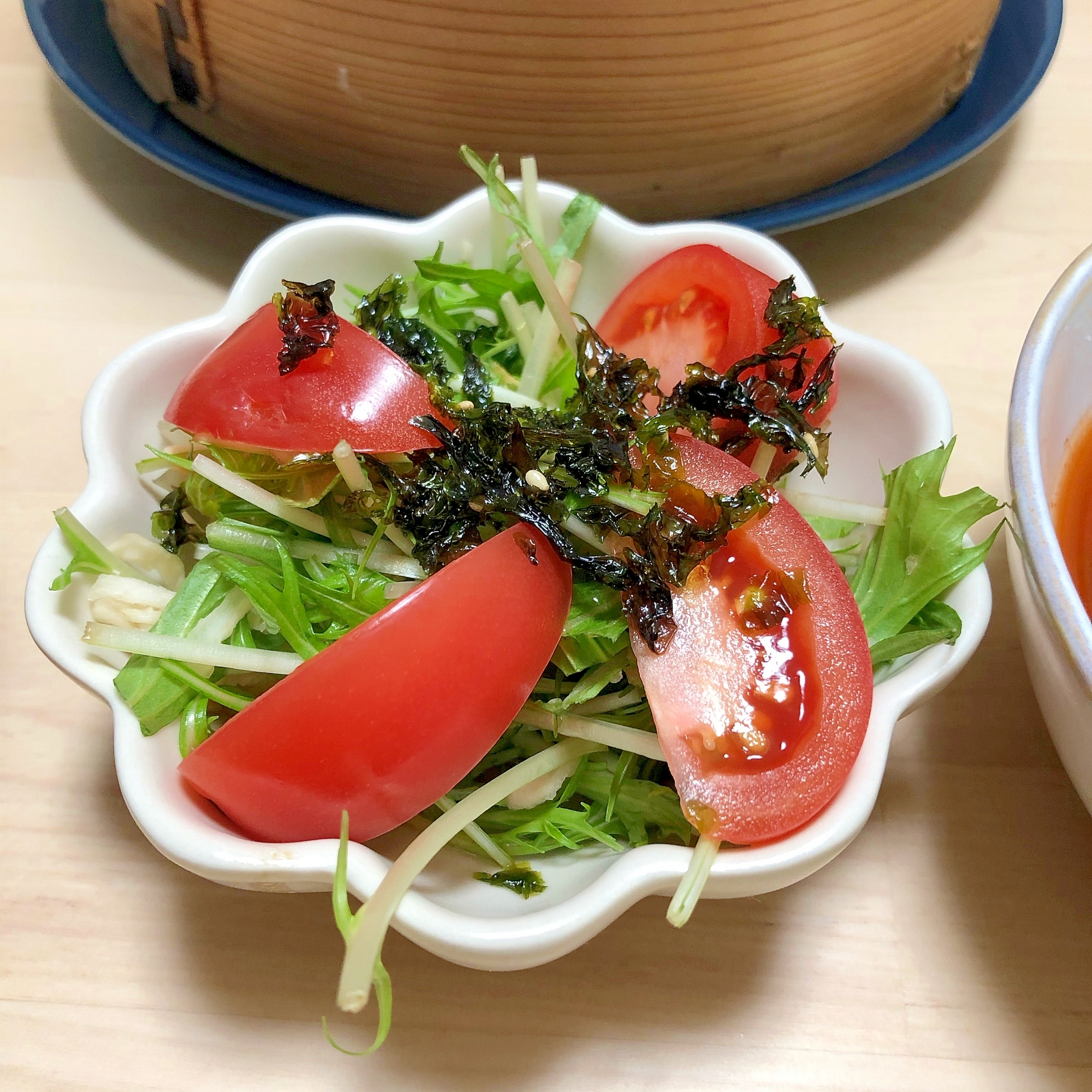 水菜とトマトの中華サラダ