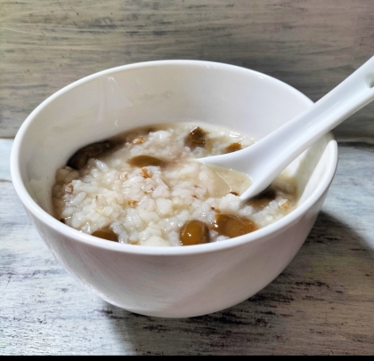なめこ雑炊☆もち麦入りご飯で