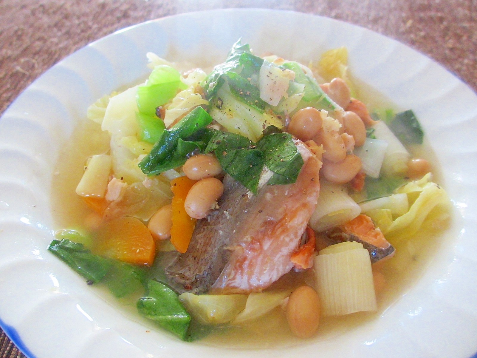 鮭と野菜の具沢山スープ