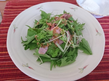 水菜とハムの胡麻ぽんサラダ♡