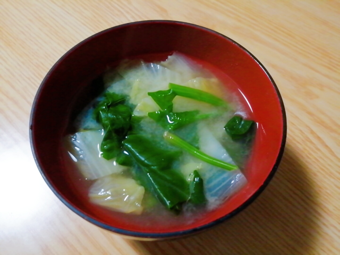鉄分☆白菜とほうれん草の味噌汁