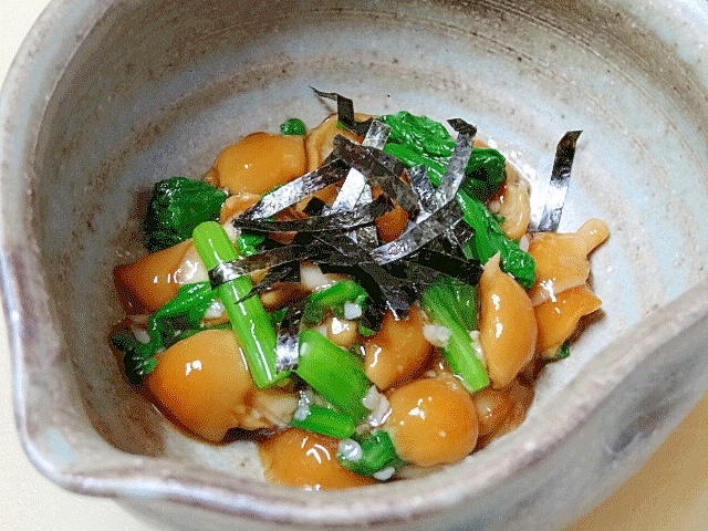 小鉢料理☆　「大根菜となめこ塩麹和え」
