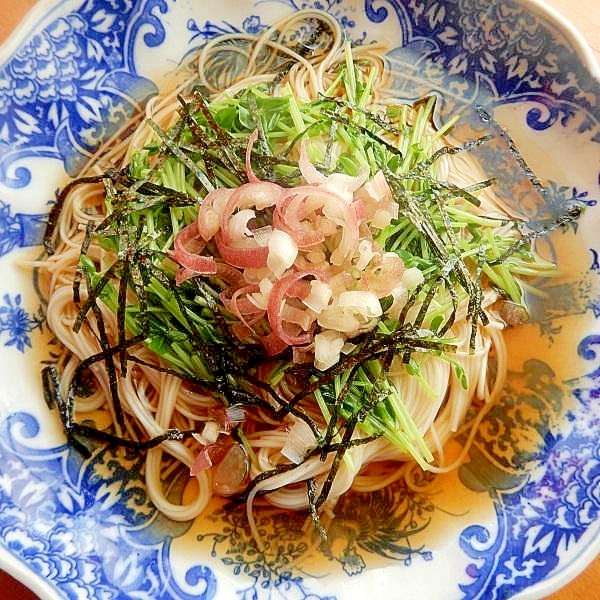 ゼロ円豆苗と素麺のエコ茹で❤ぶっかけそうめん♪