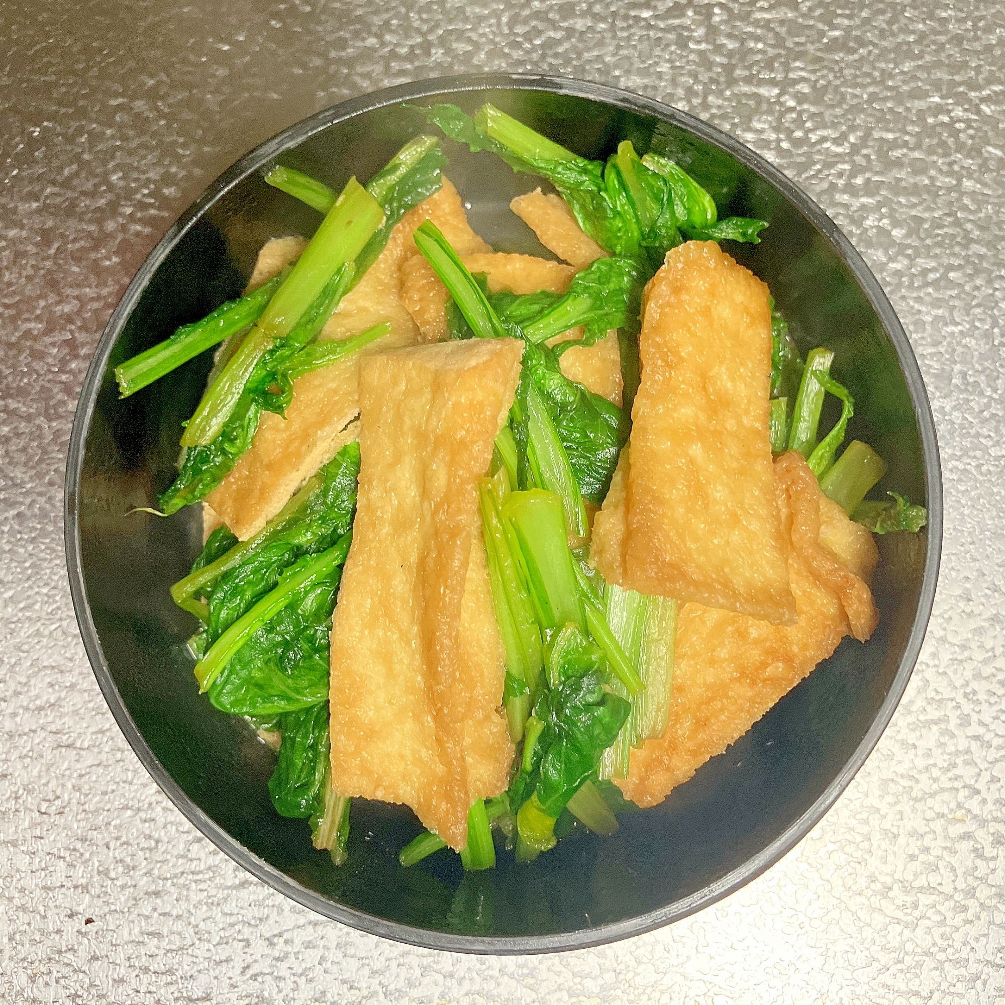 簡単副菜★かぶの葉とお揚げのさっと煮