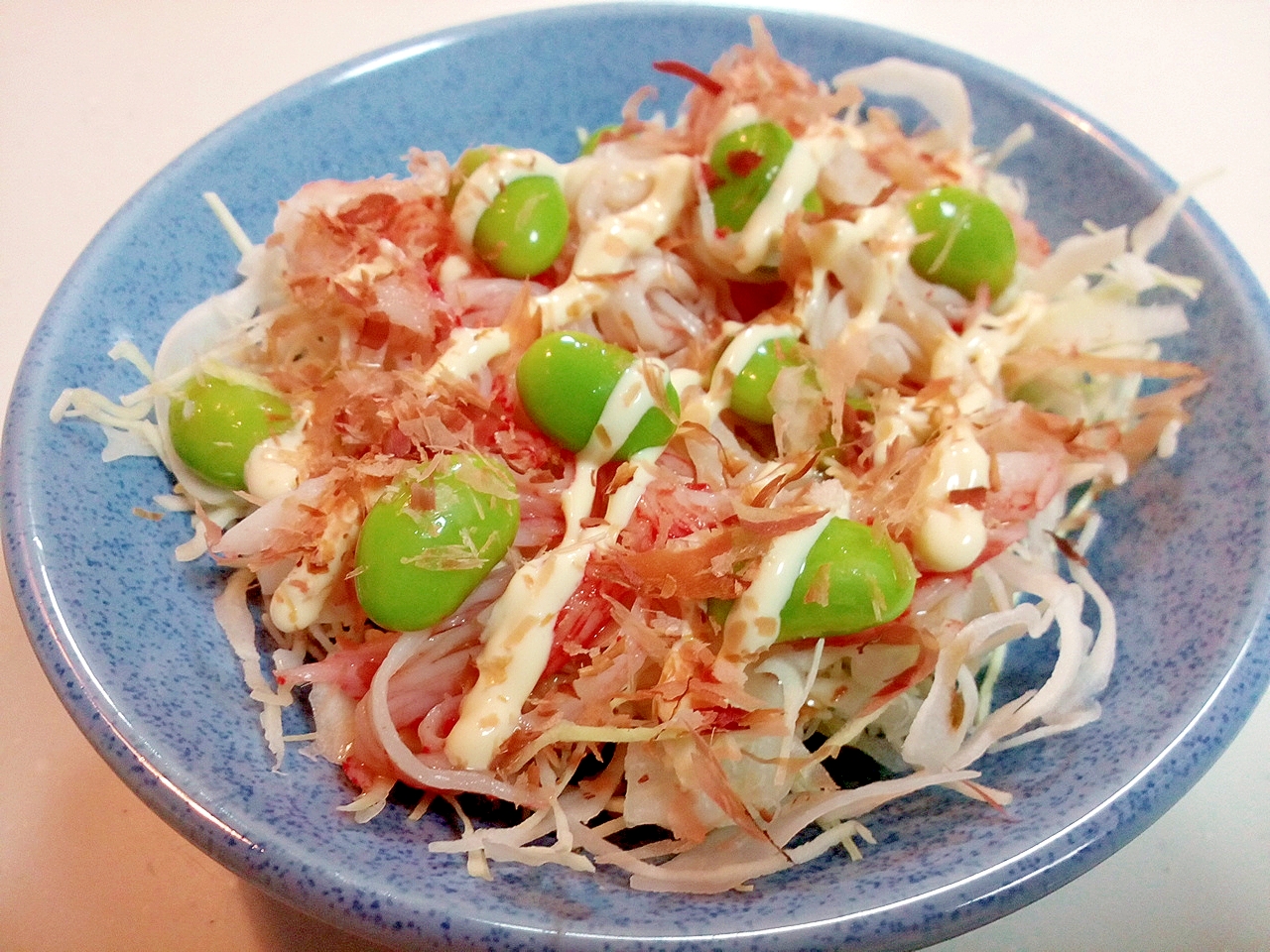 青ドレ/マヨで　キャベツ・シーサラダ・枝豆のサラダ