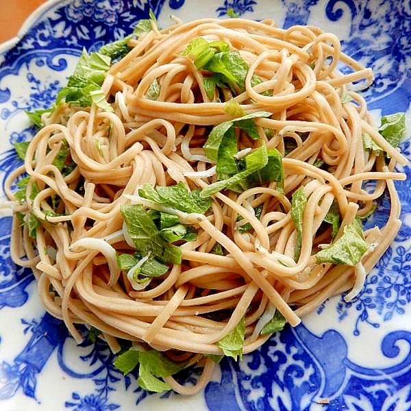 まな板なし５分！？蕎麦でノンオイルの和風パスタ風♪