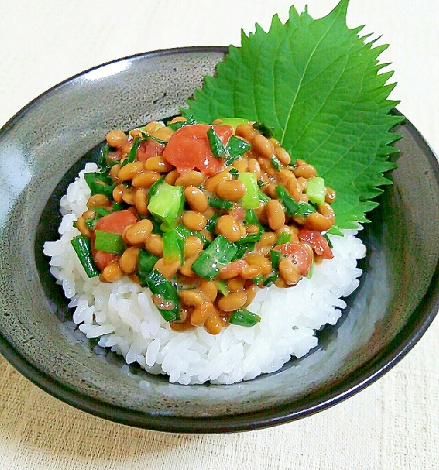 ご飯や豆腐に☆梅ニラ納豆