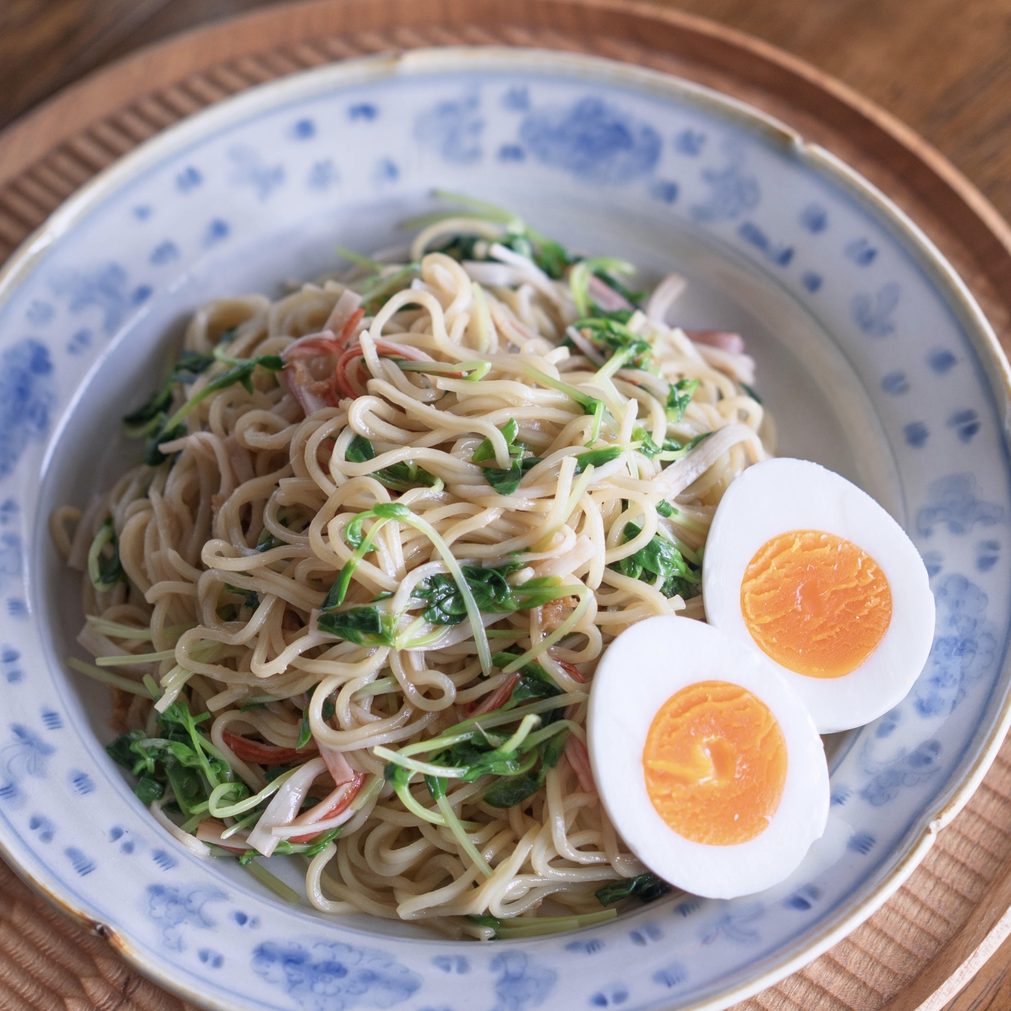 豆苗とかにかまの冷やし中華【中華・主食】