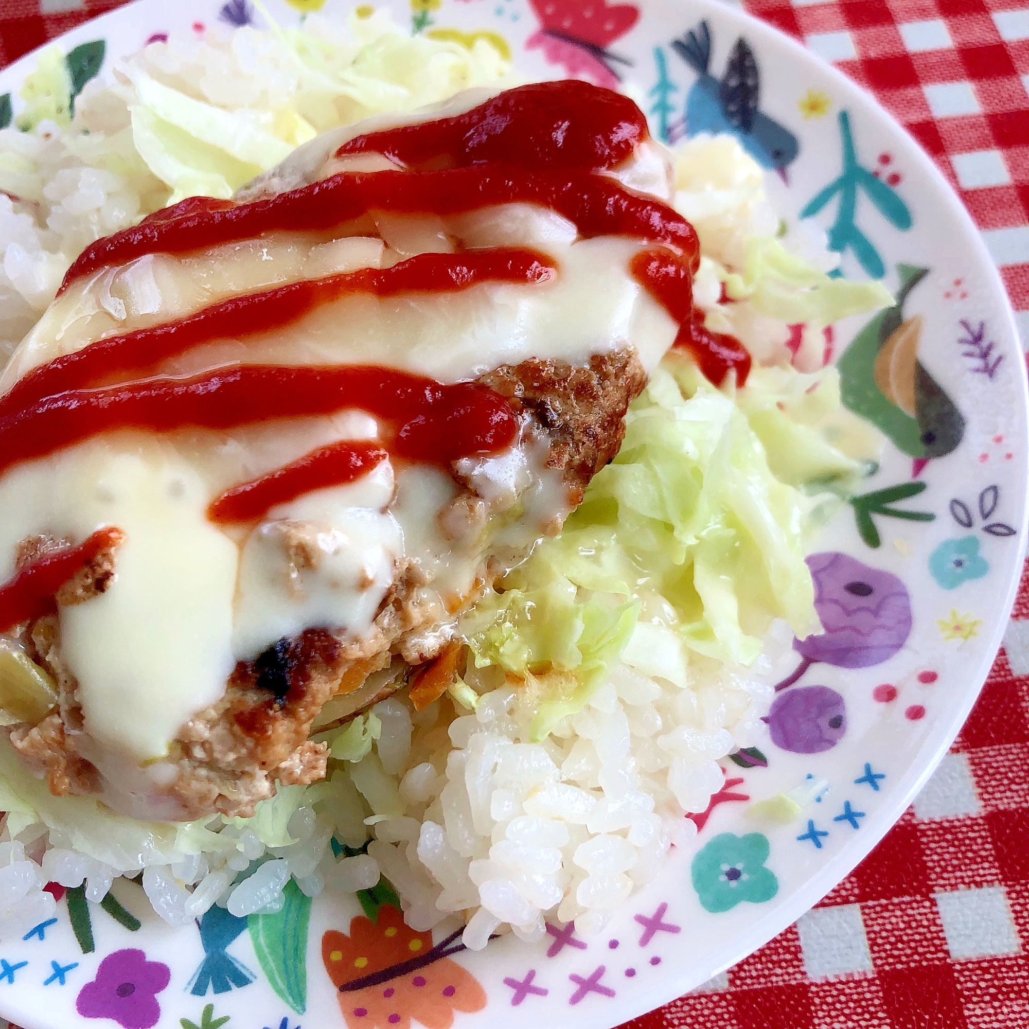 ハンバーグとキャベツチーズのご飯☆彡