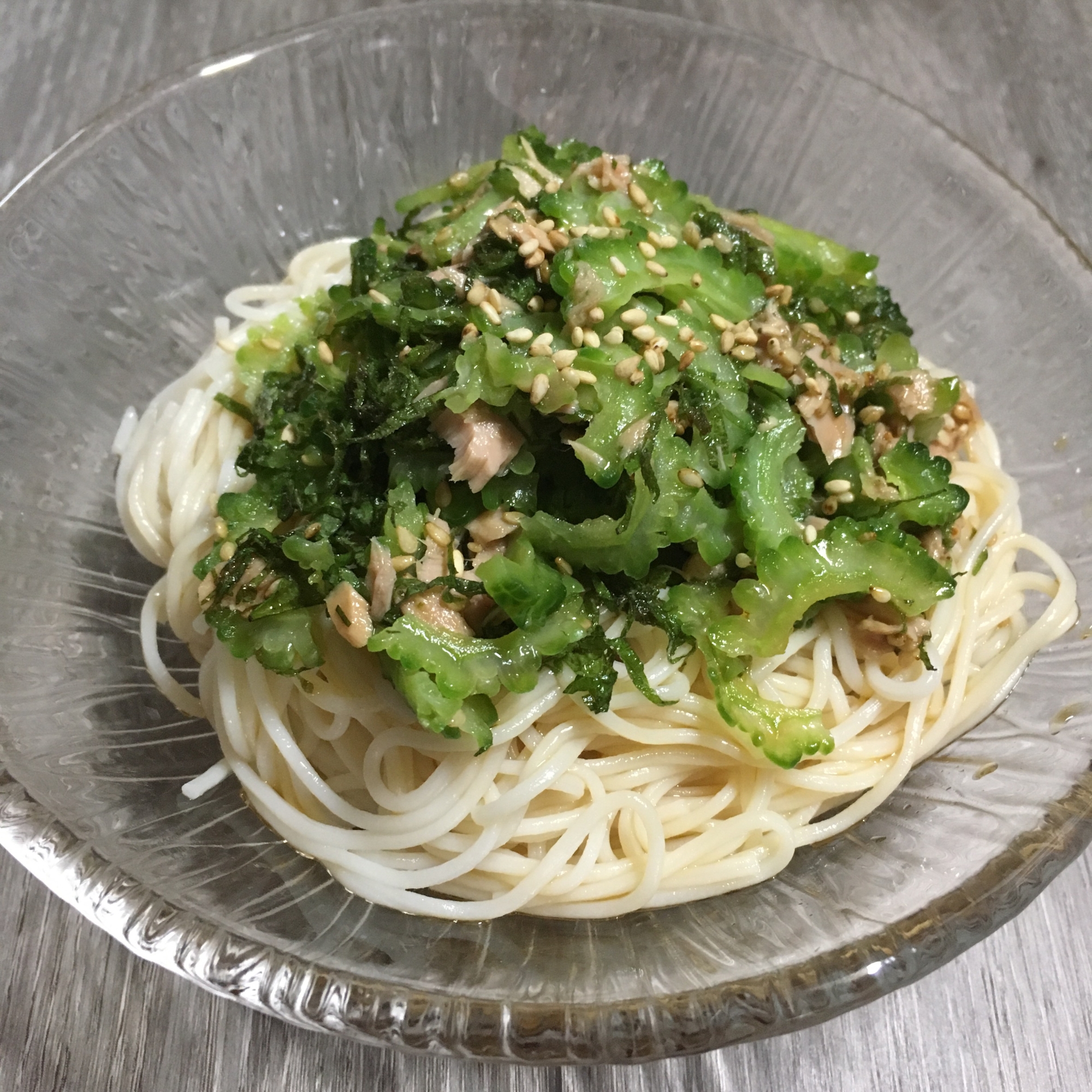 ゴーヤとツナのぶっかけそうめん♪