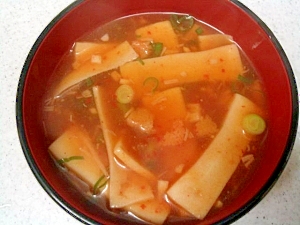 えのきと葱で高野豆腐のベジ麻婆スープ