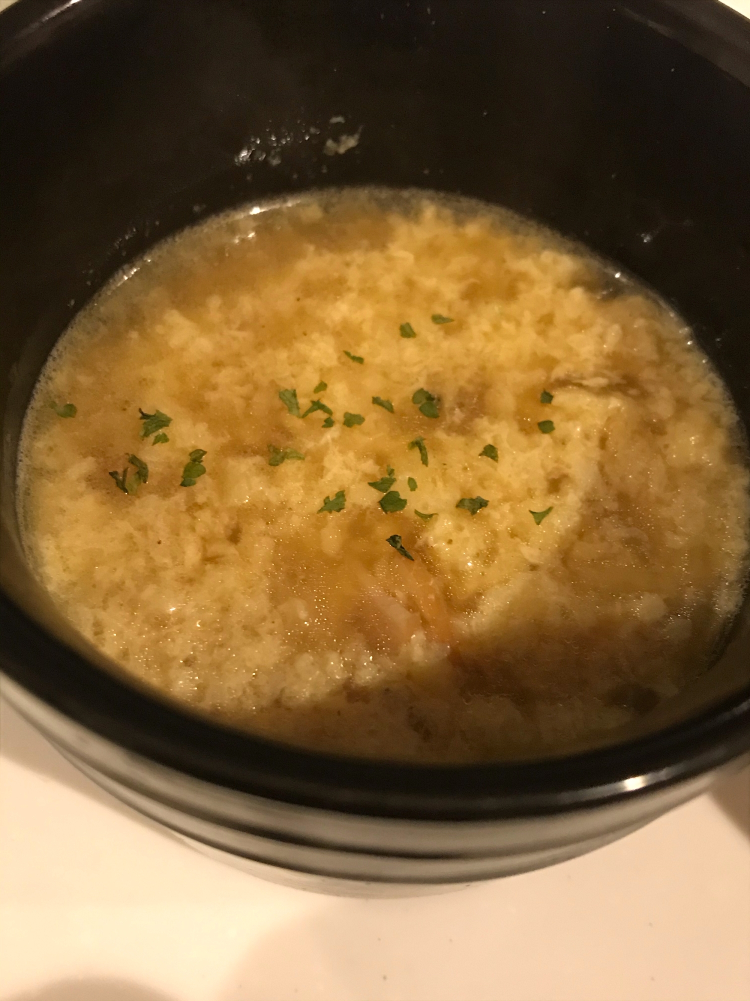 生セロリとふわふわ卵の洋スープ
