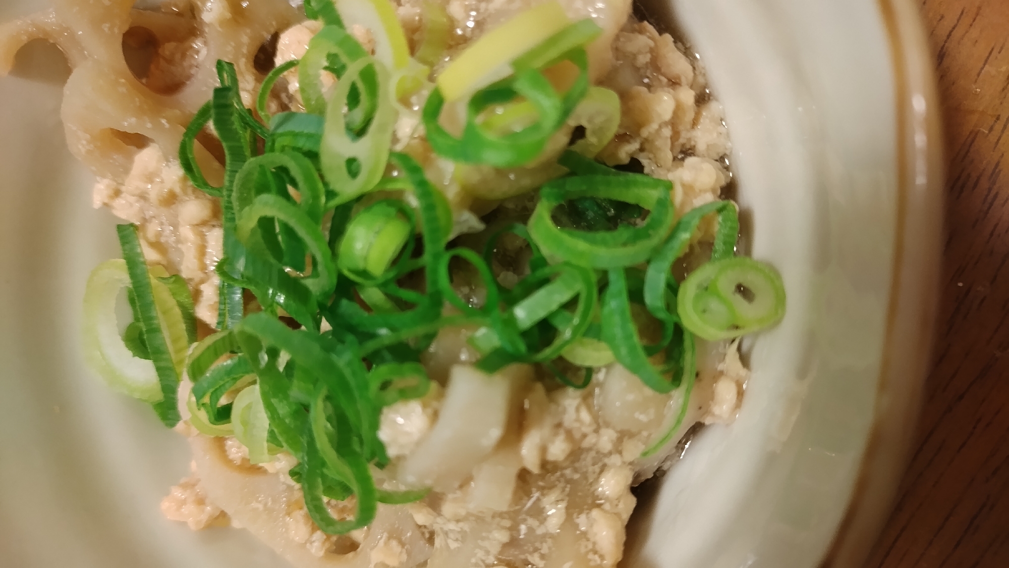 ネギかけれんこんと鶏ひき肉のそぼろ煮