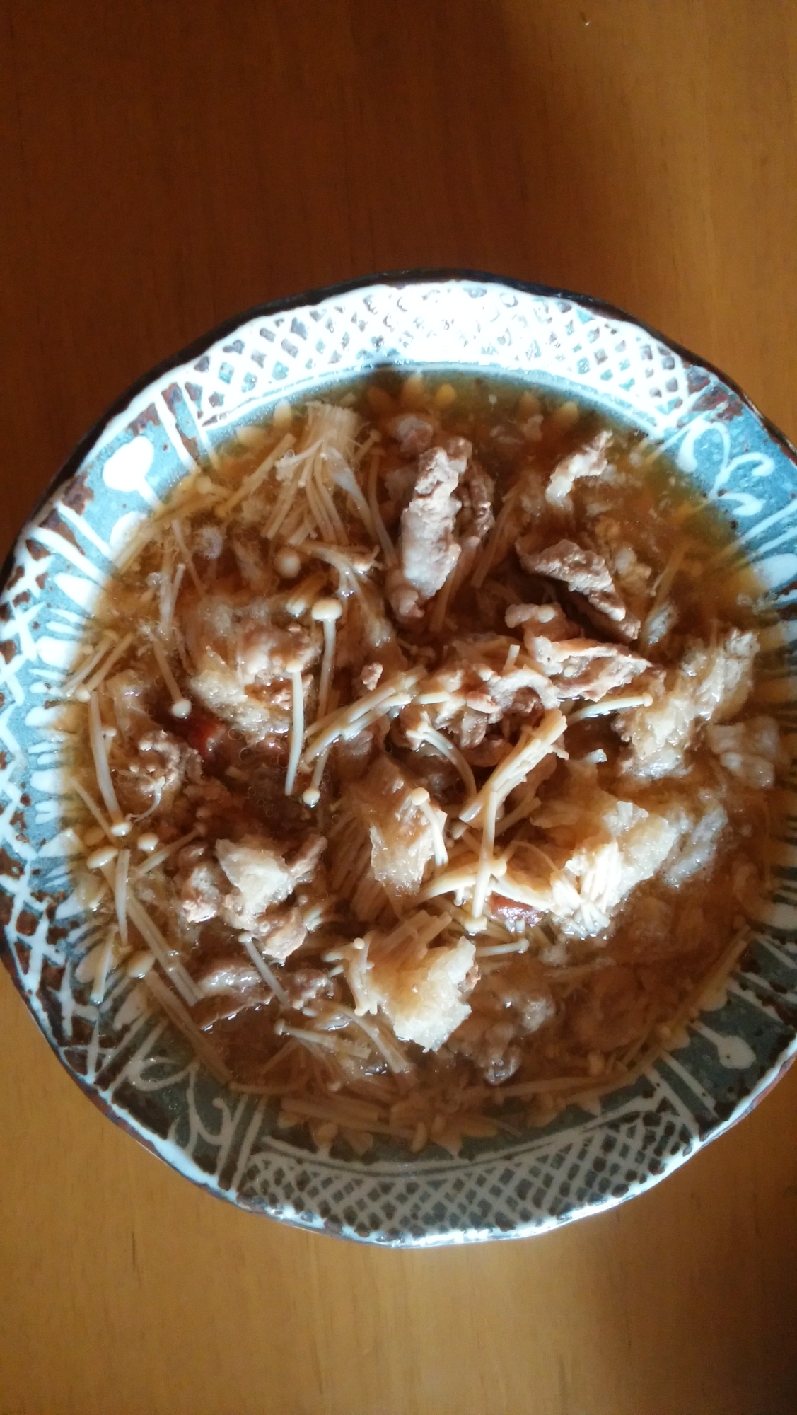 豚肉とエノキの梅おろし煮