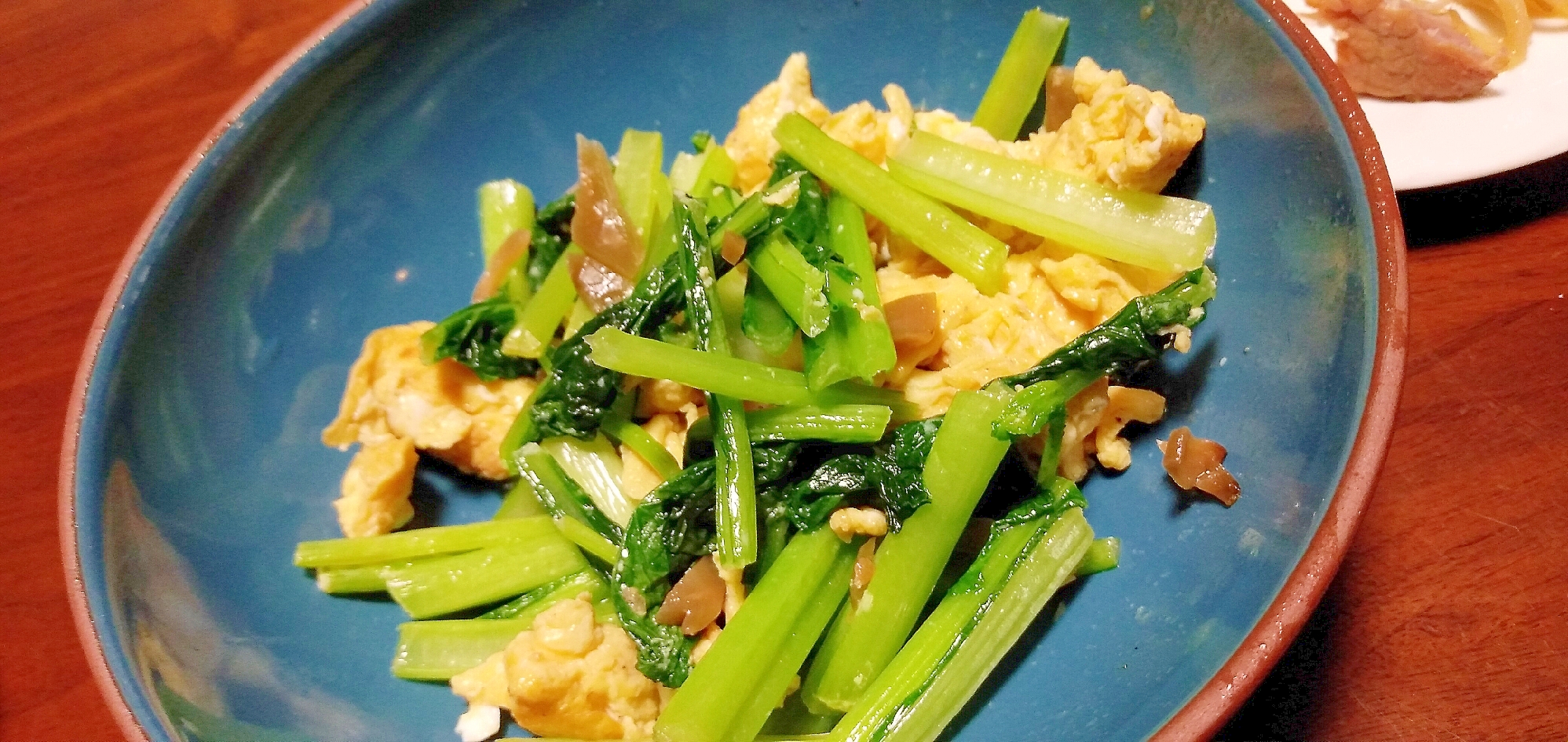 小松菜と卵のザーサイ炒め