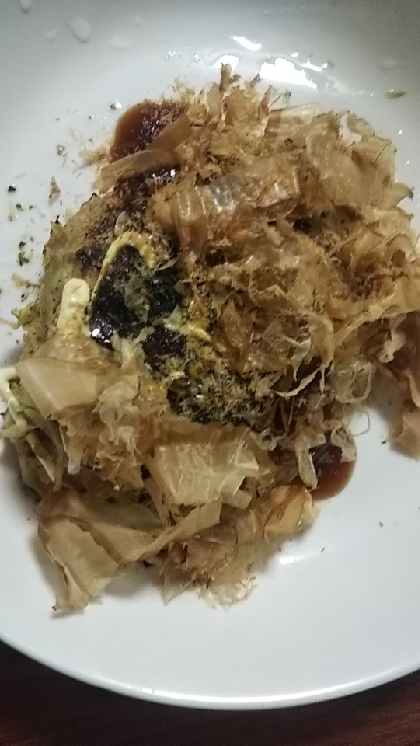 もやしとえのき茸とベーコンのお好み焼き