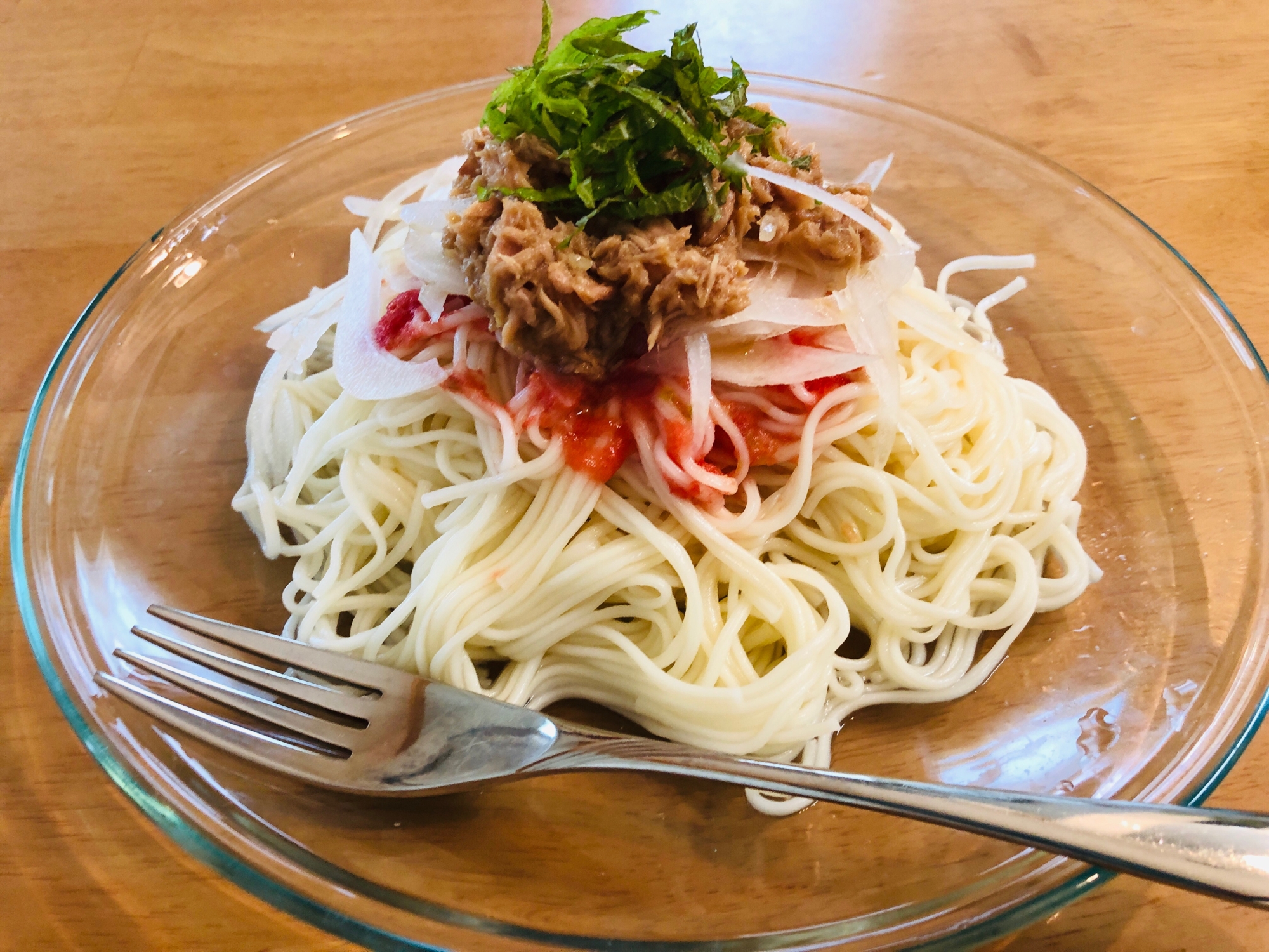 1人ランチにも◎さっぱりツナトマトそうめん