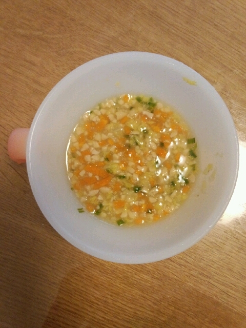離乳食☆中期☆　ニラ入り野菜の納豆スープ煮