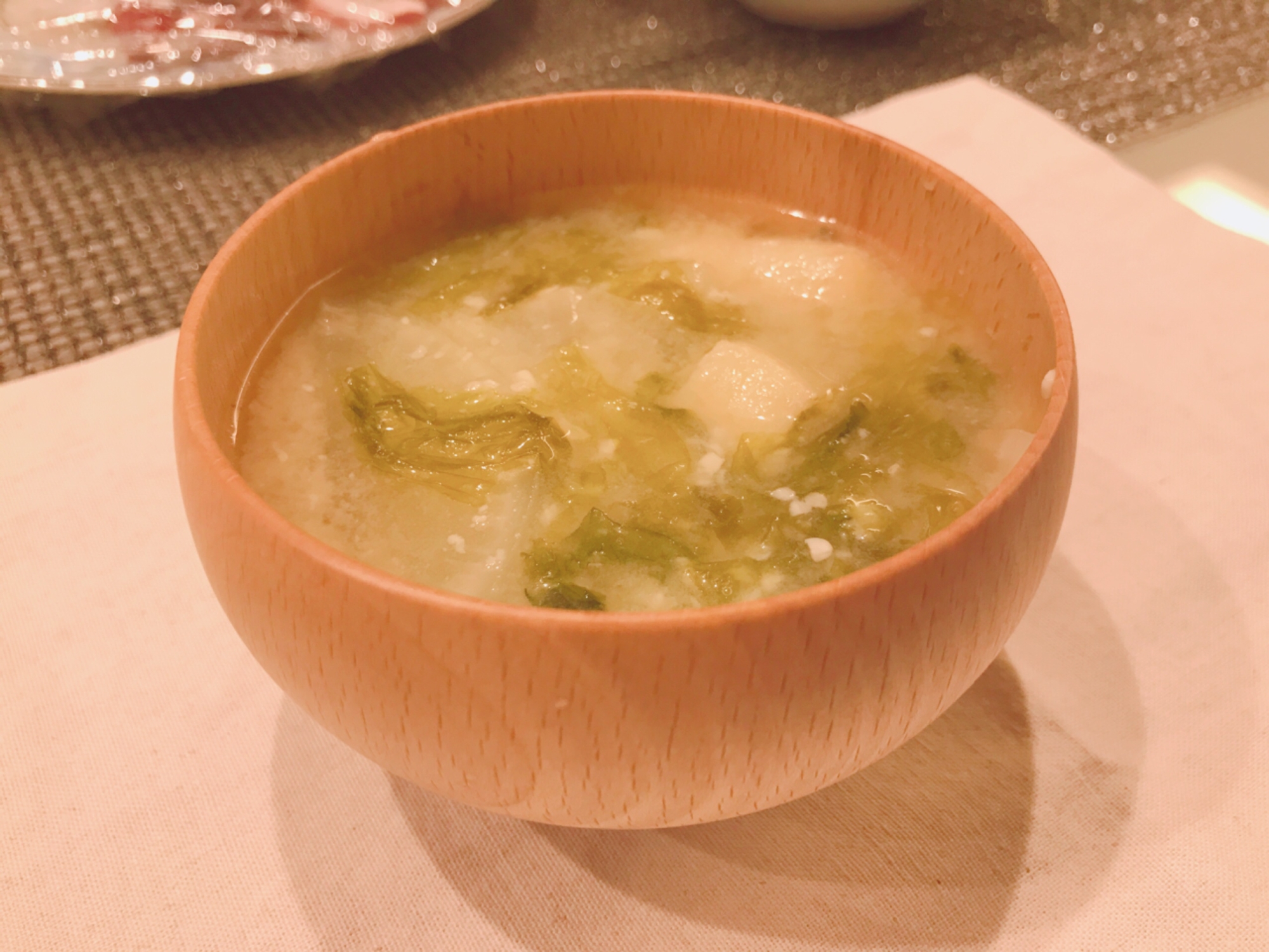 大根  麸  アオサの味噌汁