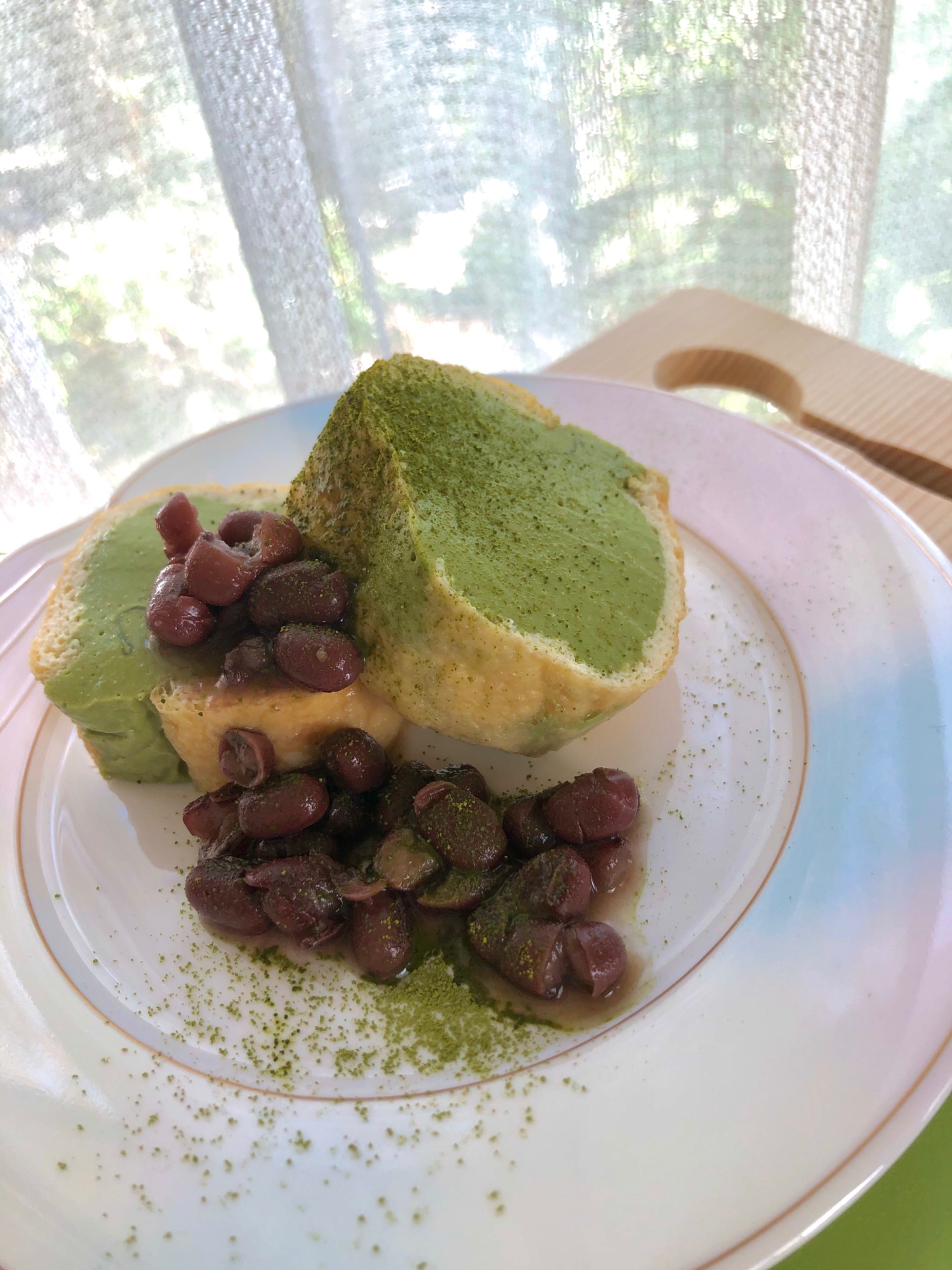 ♡うす揚げと豆腐の抹茶ロールケーキ風♡糖質オフ