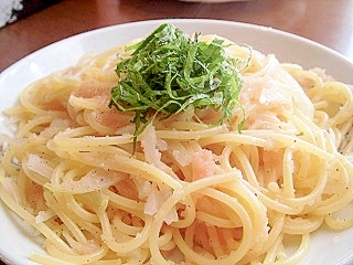 青じその香りの明太パスタ