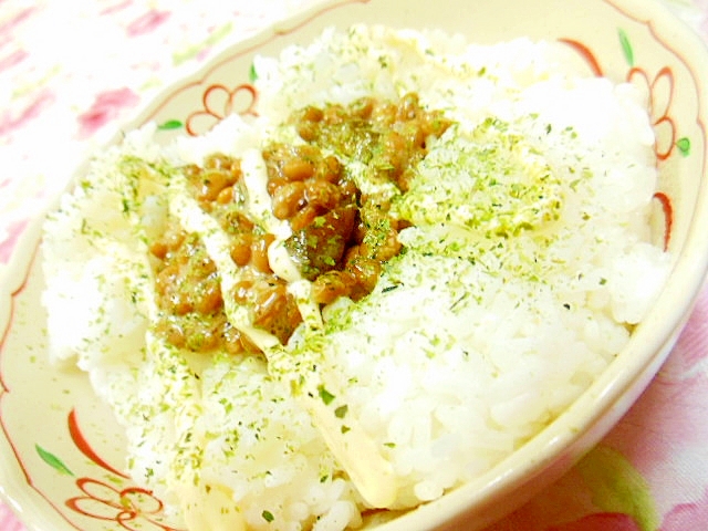 ❤辛子生姜＆納豆キューちゃん＋青海苔マヨネーズ丼❤