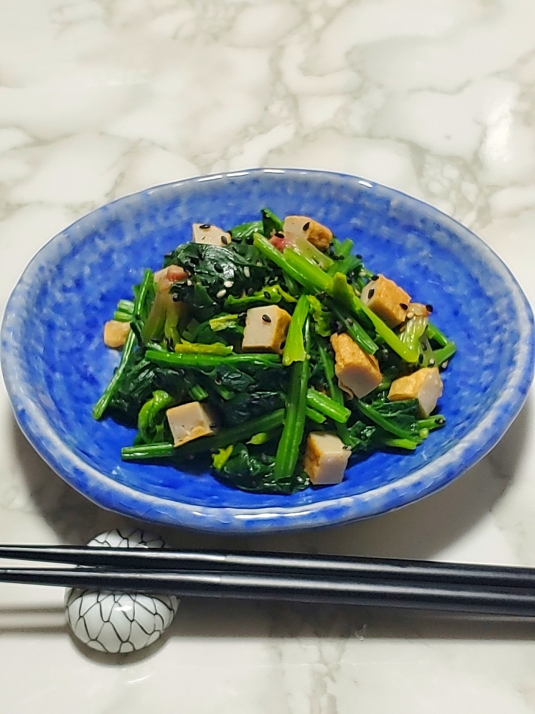 じゃこ天とほうれん草の和え物