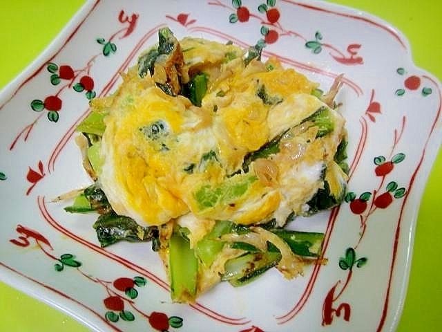 小松菜とあみえびの卵炒め