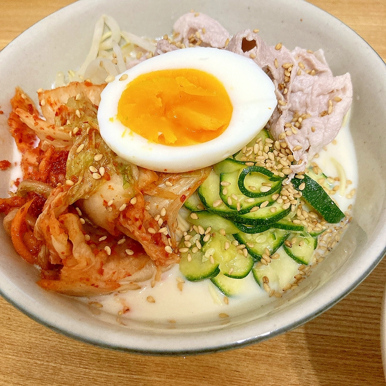 ひんやり♪豚とキムチの豆乳麺