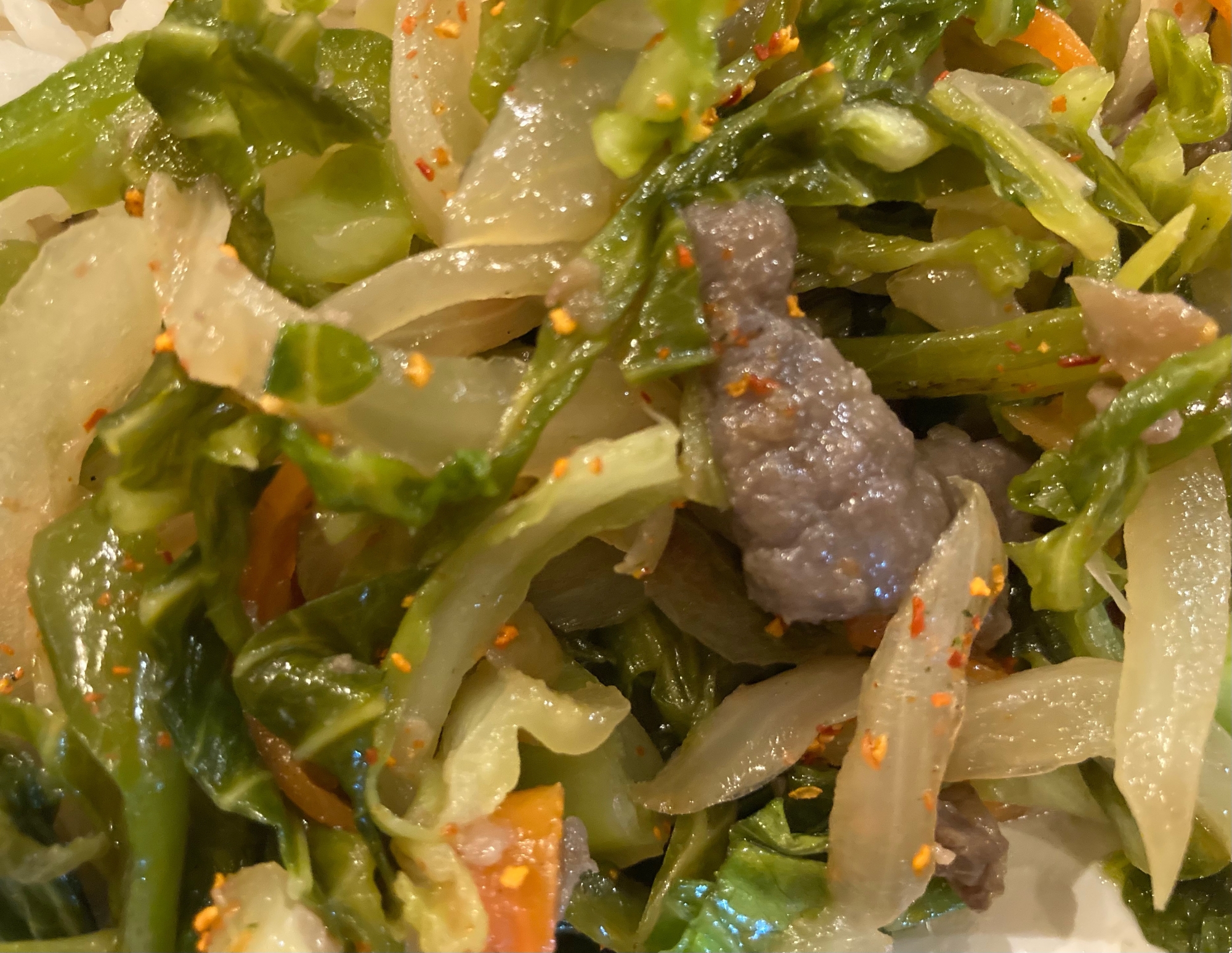 ラム肉と野菜のピリ辛炒め