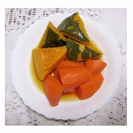 かぼちゃとにんじんの煮物（みりん・しょうゆ）