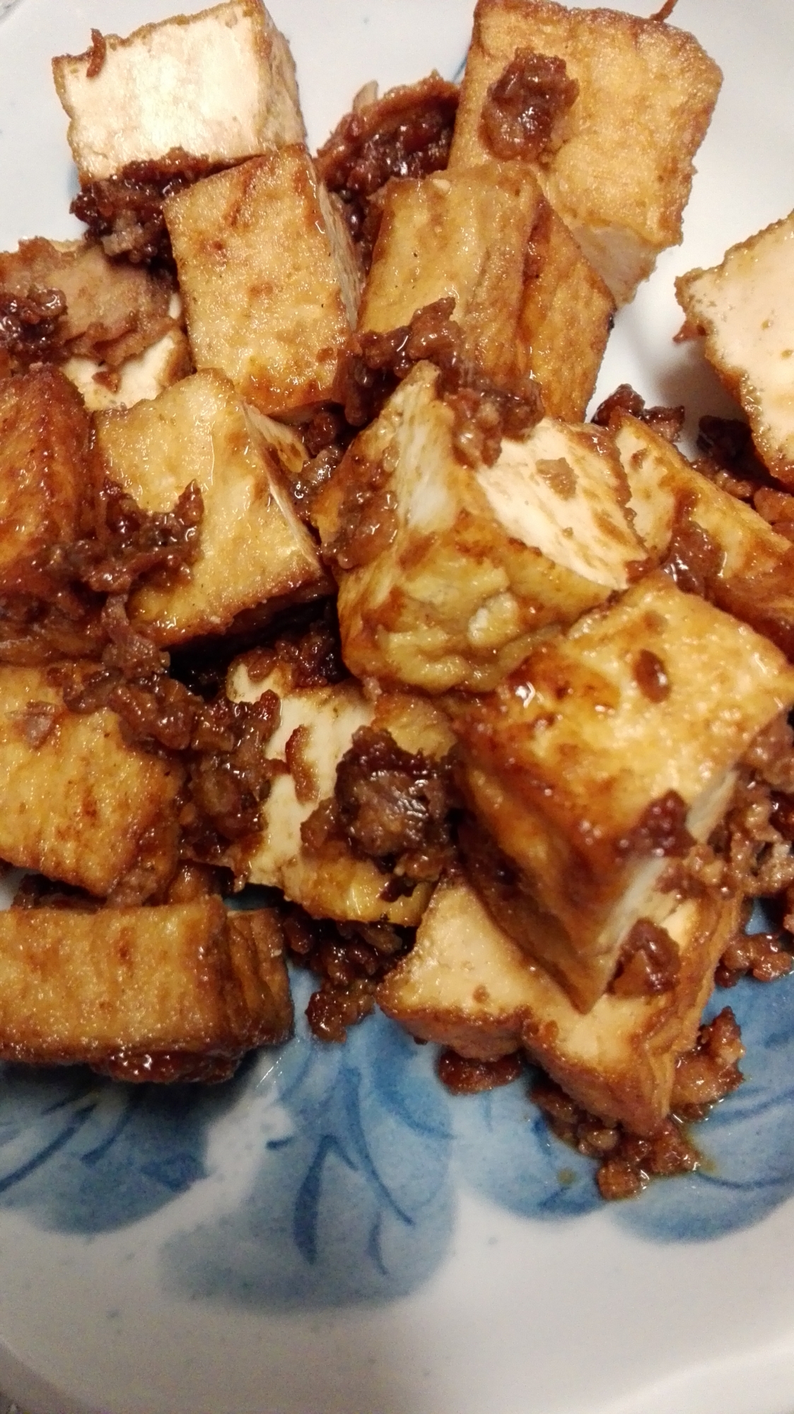 厚揚げと挽き肉の赤味噌炒め