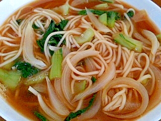 ラーメン風★チンゲン菜と玉ねぎの味噌そうめん