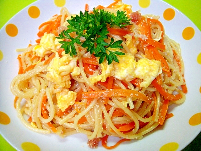 にんじんと卵の明太子パスタ