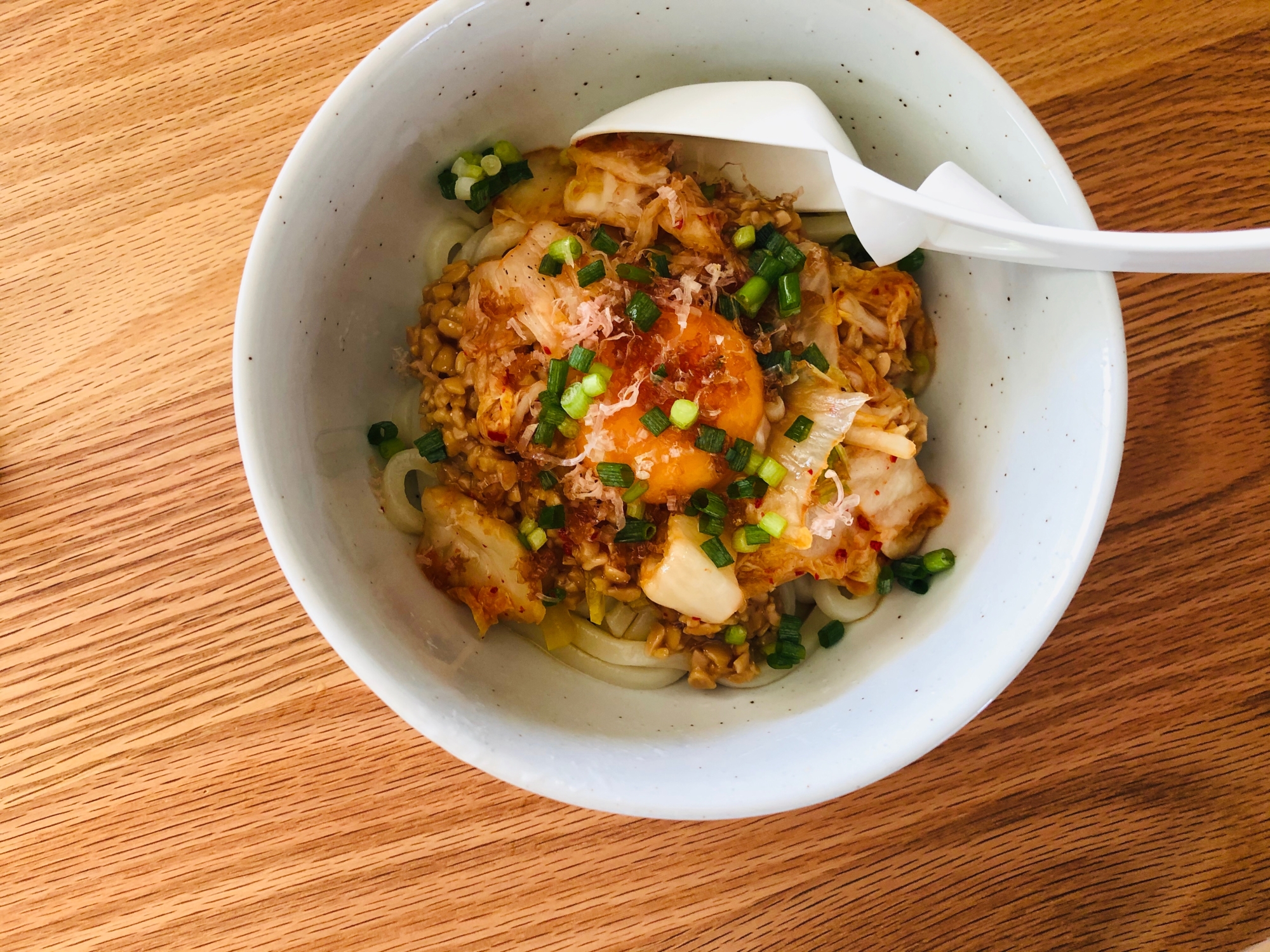 シャキネバ！納豆キムチ釜玉うどん