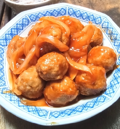 業務スーパーの冷凍肉だんごの甘酢あんかけ