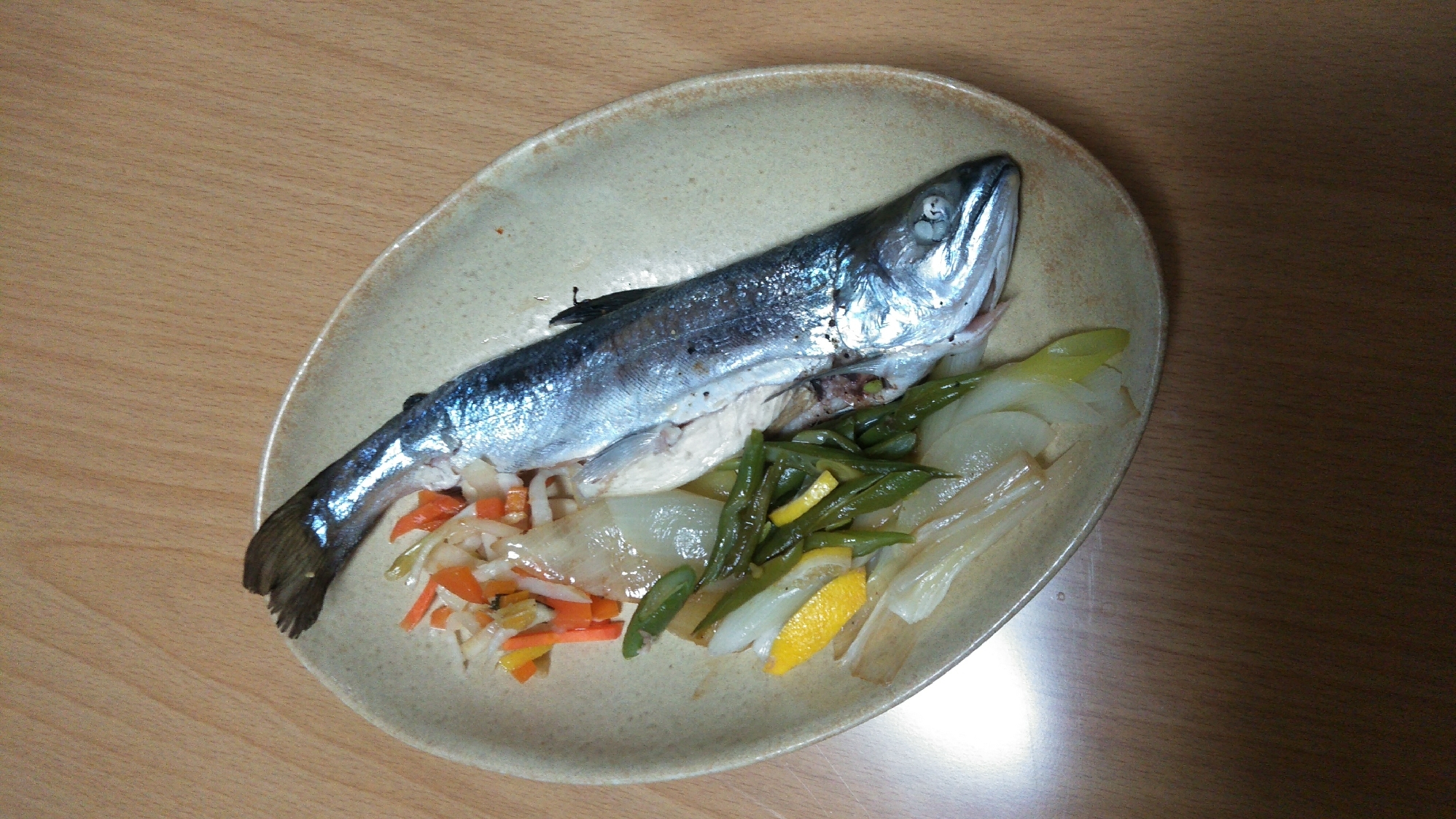 サクラマス蒸して焼きます