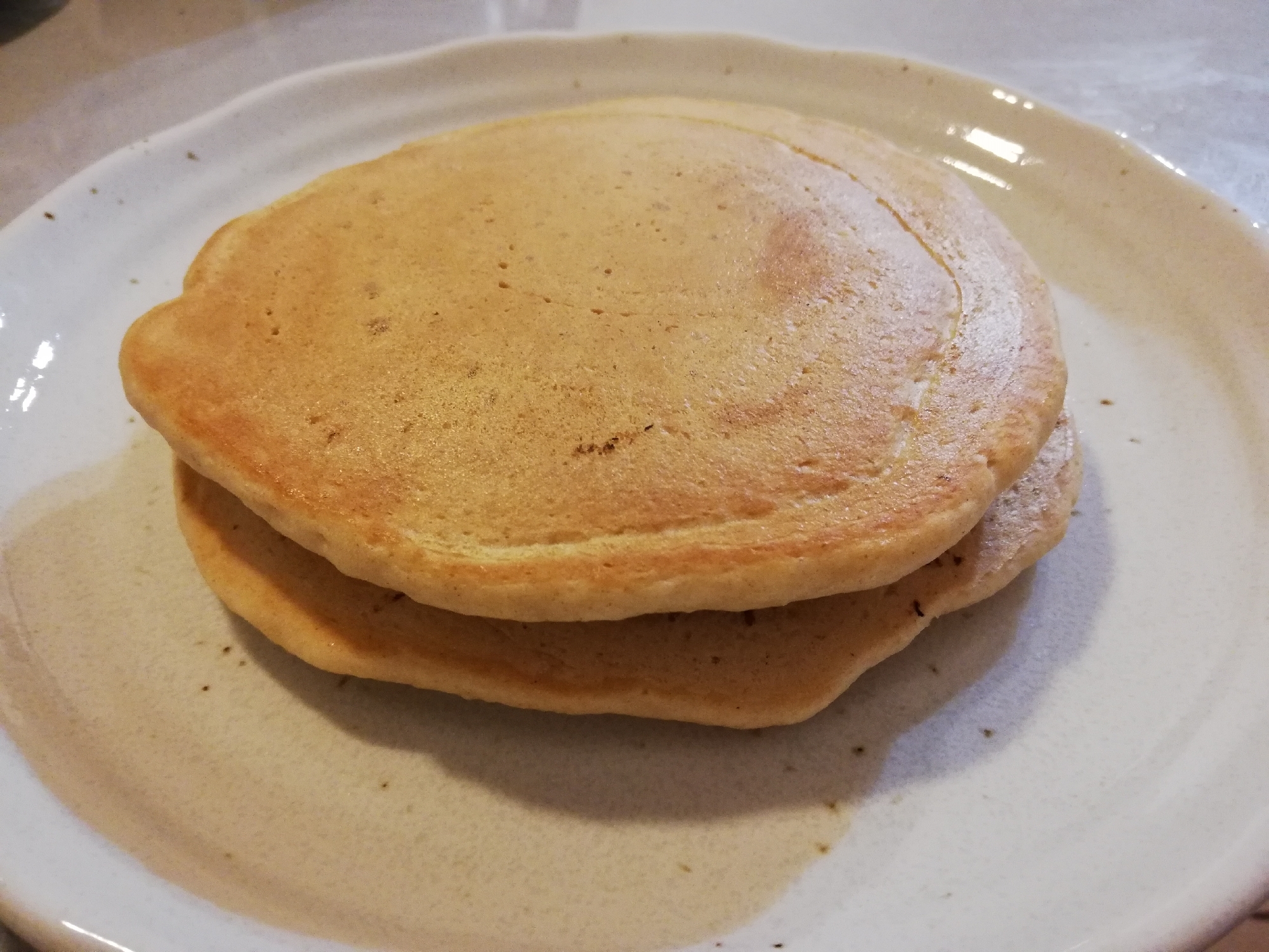 卵なし　豆乳で全粒粉ホットケーキ