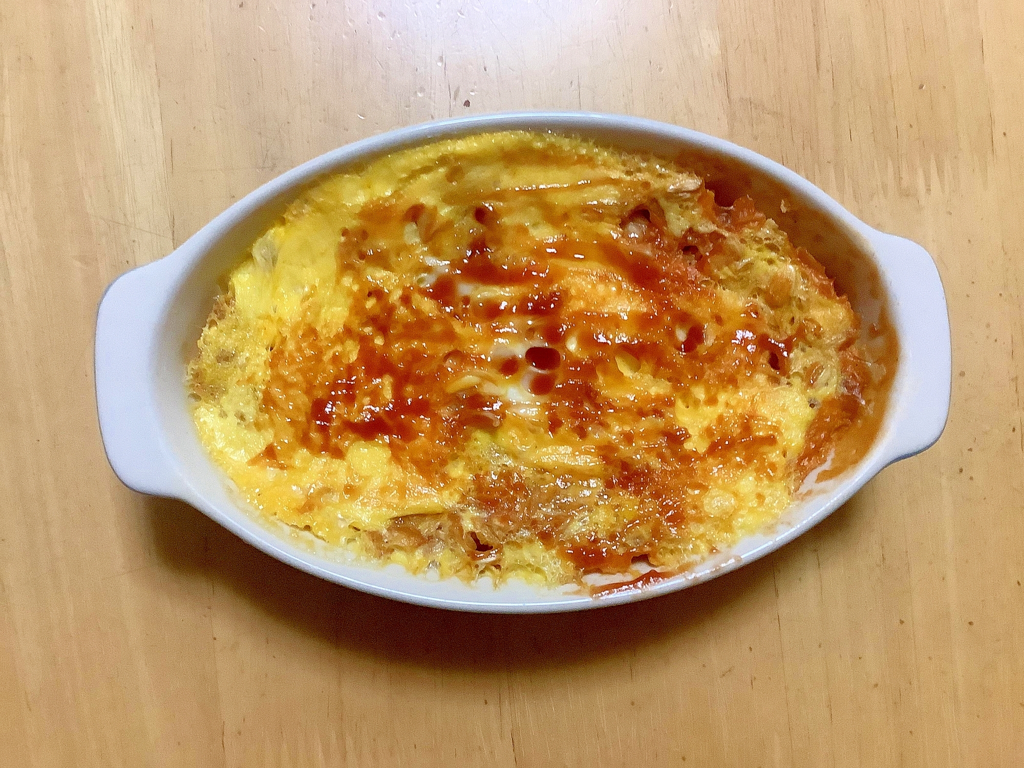 トマトジュースで！オートミールのカップオムライス♪