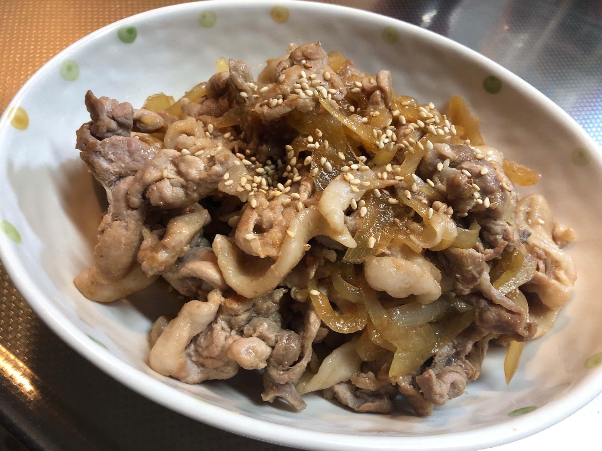 豚こま肉で生姜焼き！