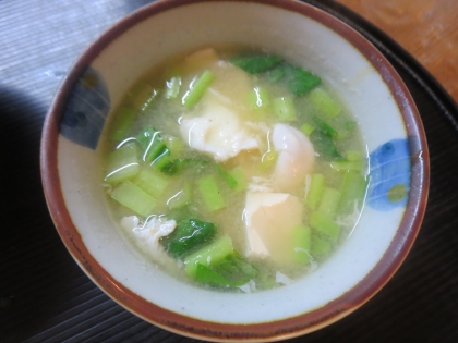 小松菜と玉ねぎの味噌汁