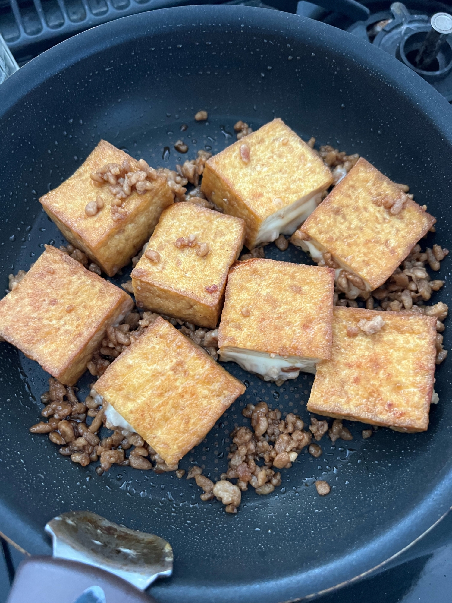 厚揚げと挽肉の甘辛煮