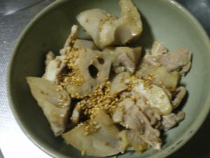 レンコンと豚肉の炒り煮