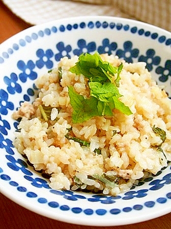 大葉香る♪豚ミンチ中華炊き込みご飯♪