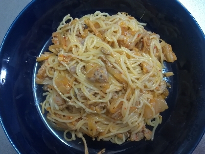 濃厚簡単！超旨い☆オイマヨのツナキムチパスタ♪