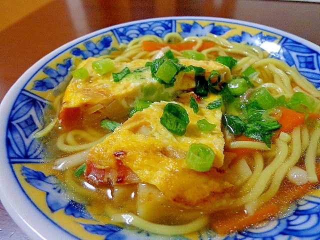 残り物スパニッシュオムレツで♪なんちゃって天津麺