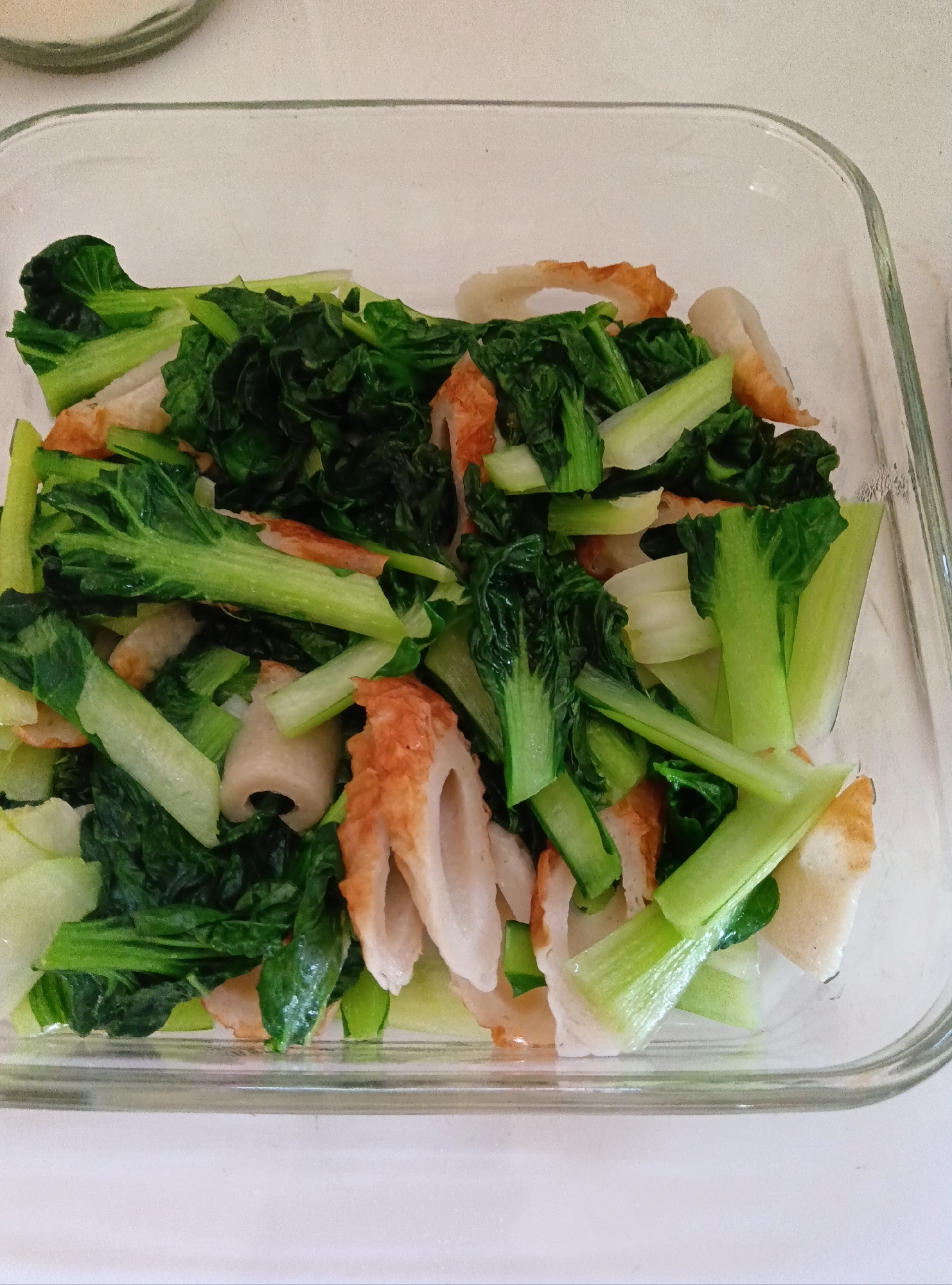 ちくわとターサイの鶏ガラ炒め