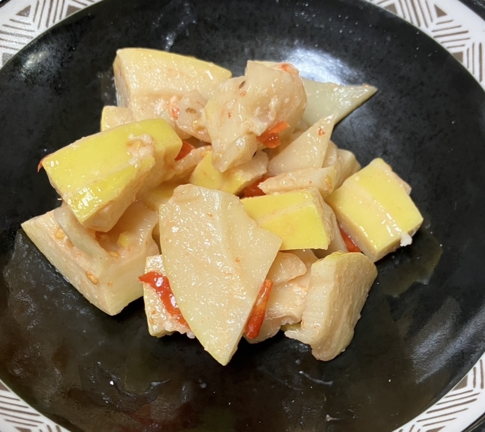 納豆のタレで失敗知らず！茹で筍のピリ辛酒粕和え