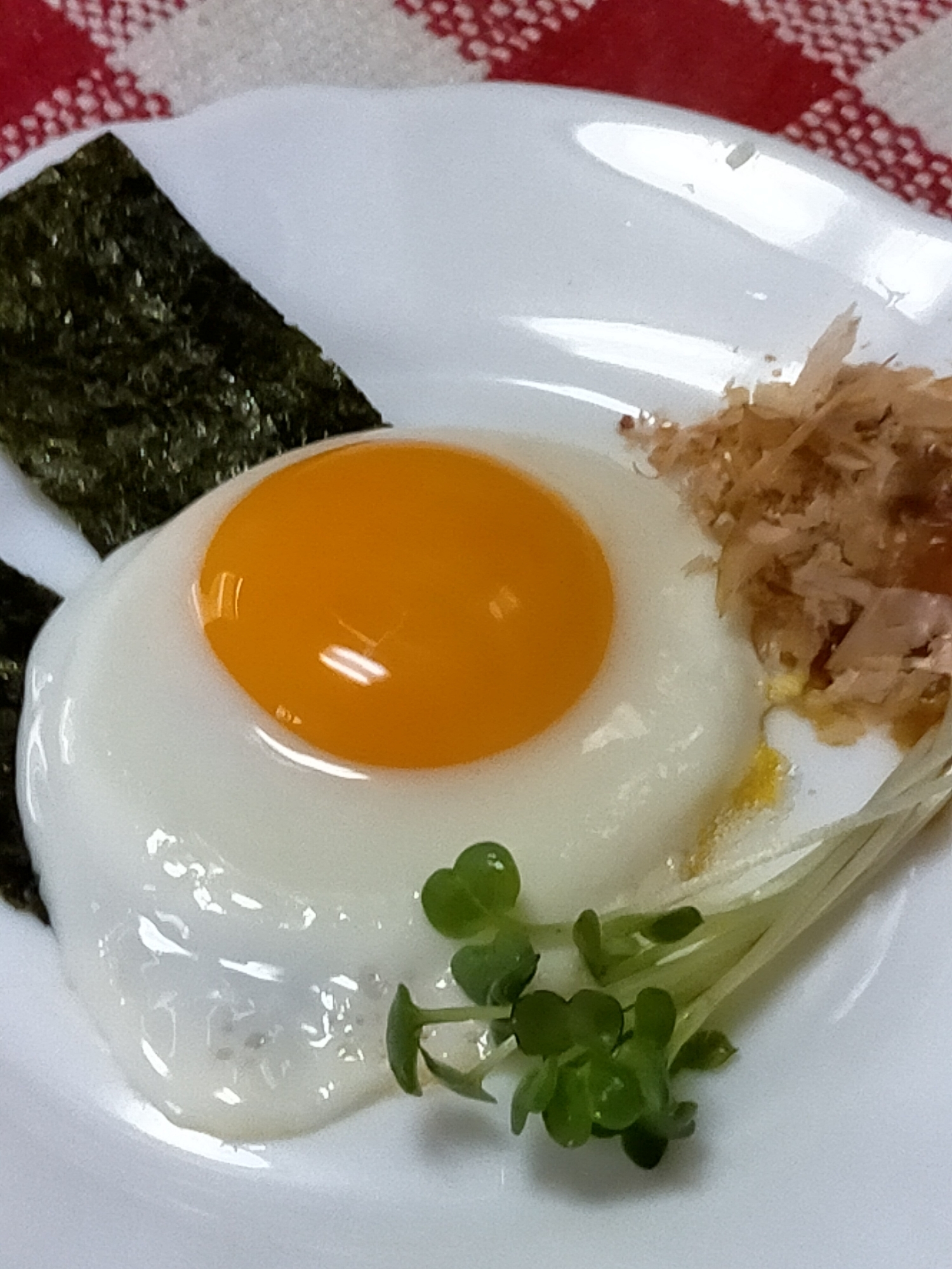 味付けのり＊おかか＊カイワレ大根添え♡目玉焼き♪